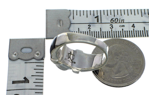 Southwest Sterling Silver And Jet Ring Size 5-3/4 VX59792