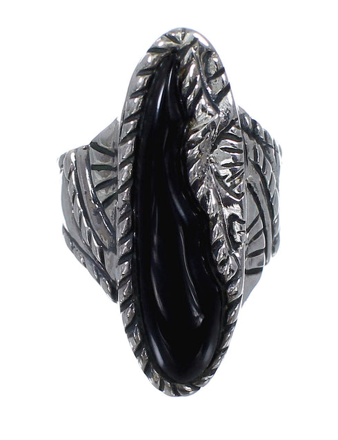 Authentic Sterling Silver And Jet Southwest Jewelry Ring Size 6-1/2 VX59858