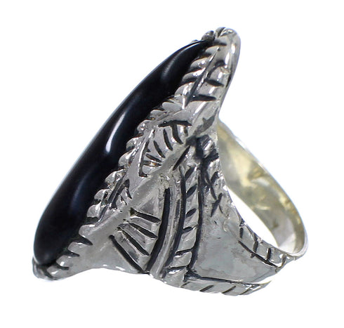Authentic Sterling Silver And Jet Southwest Jewelry Ring Size 6-1/2 VX59858