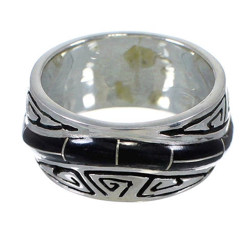 Sterling Silver And Jet Water Waves Ring Size 4-3/4 VX59886