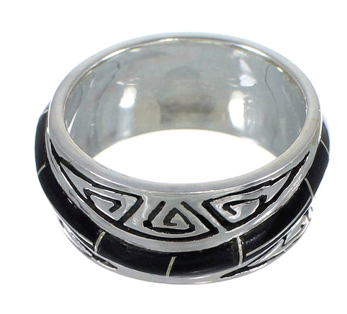 Sterling Silver And Jet Water Waves Ring Size 4-3/4 VX59886