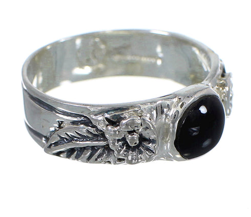 Genuine Sterling Silver Jet Flower Southwest Ring Size 7-1/2 VX59982
