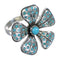 Sterling Silver And Turquoise Inlay Flower Ring Size 4-1/2 RX88390