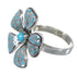 Flower Sterling Silver Southwest Turquoise Inlay Ring Size 7 MX59979