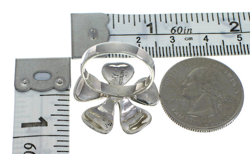 Southwest Turquoise Inlay Flower Sterling Silver Ring Size 7-1/2 MX59999