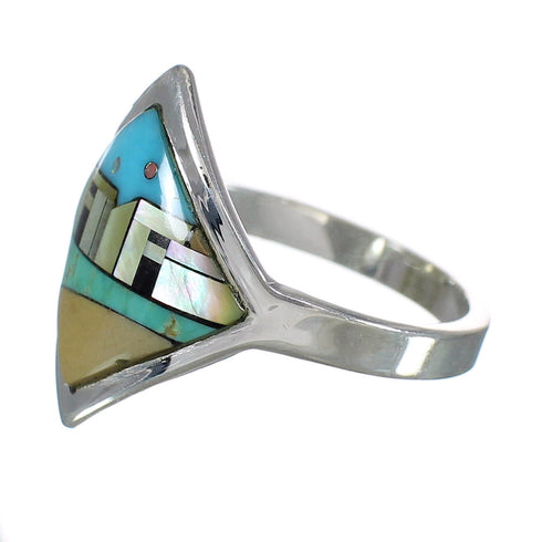 Sterling Silver Multicolor Native American Village Design Southwest Ring Size 7 YX78030