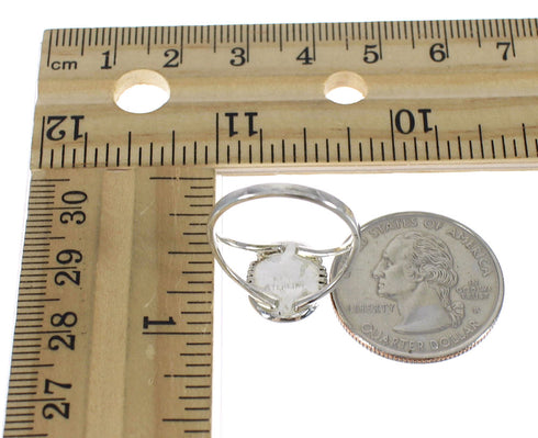 Silver Multicolor Southwest Native American Pueblo Design Ring Size 5-1/2 YX78107