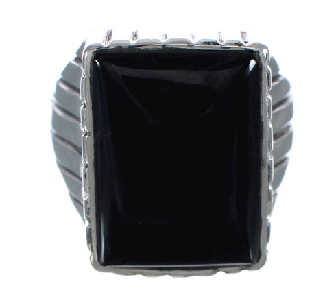 Genuine Sterling Silver And Jet Southwestern Ring Size 12-1/4 WX60242
