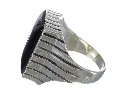 Genuine Sterling Silver And Jet Southwestern Ring Size 12-1/4 WX60242
