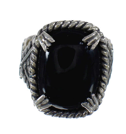 Jet And Genuine Sterling Silver Southwestern Jewelry Ring Size 5-1/2 WX60430
