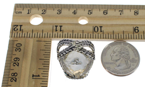 Jet And Genuine Sterling Silver Southwestern Jewelry Ring Size 5-1/2 WX60430