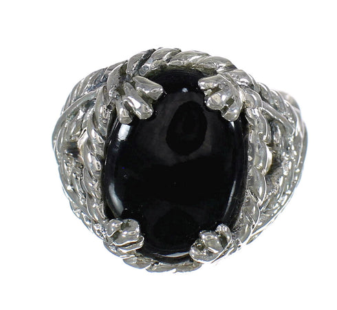 Southwest Jewelry Jet And Sterling Silver Ring Size 6-1/4 WX60572