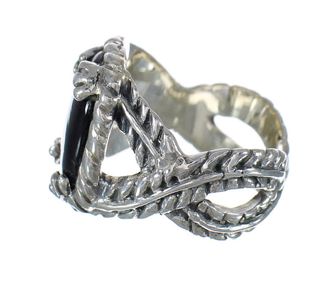 Southwest Jewelry Jet And Genuine Sterling Silver Ring Size 5-1/4 WX60510