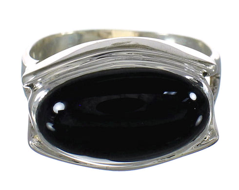 Southwestern Jet Sterling Silver Jewelry Ring Size 5-1/2 WX60642