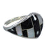 Jet And Mother Of Pearl Sterling Silver Southwest Ring Size 6-3/4 WX60696