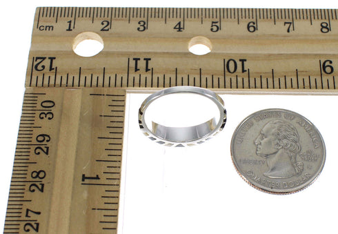 Jet And Mother Of Pearl Inlay Silver Southwestern Ring Size 4-3/4 WX60769