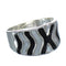 Jet Mother Of Pearl Inlay Authentic Sterling Silver Ring Size 7-1/2 RX92392