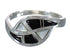 Jet And Mother Of Pearl Sterling Silver Ring Size 4-3/4 FX92464