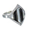 Southwestern Jet Mother Of Pearl Sterling Silver Ring Size 7-3/4 RX92557