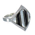 Southwestern Jet Mother Of Pearl Sterling Silver Ring Size 7-3/4 RX92557