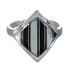 Jet Mother Of Pearl Sterling Silver Southwestern Jewelry Ring Size 7 RX92554