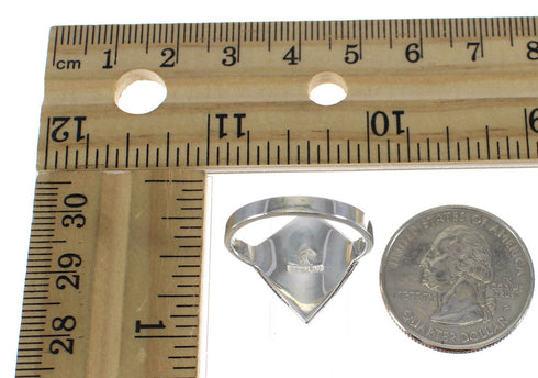 Southwest Authentic Sterling Silver Jet Mother Of Pearl Ring Size 4-3/4 RX92520