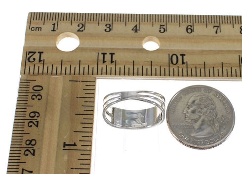 Authentic Sterling Silver Yellow Mother Of Pearl And Jet Ring Size 7 RX92565