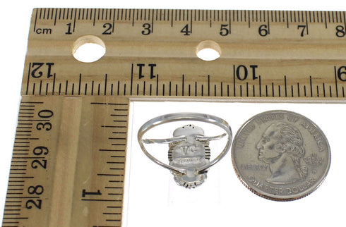 Sterling Silver Jet And Mother Of Pearl Jewelry Ring Size 5 FX92553