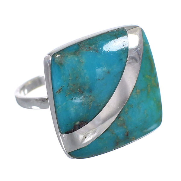 Silver Turquoise Ring Size 7-1/2 AX79542