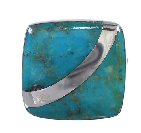 Silver Turquoise Ring Size 7-1/2 AX79542