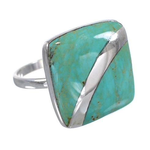 Turquoise Southwest Sterling Silver Jewelry Ring Size 7-1/2 AX79559