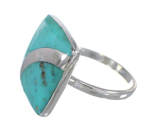 Turquoise Southwestern Sterling Silver Ring Size 8 AX79564