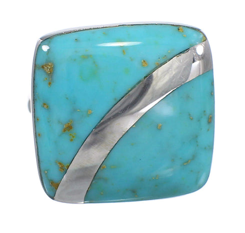 Sterling Silver Turquoise Ring Size 6 AX79584
