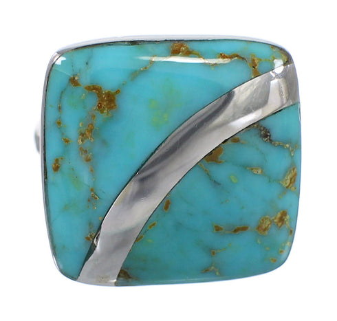 Genuine Sterling Silver Turquoise Southwestern Ring Size 6-1/2 AX79590