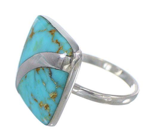 Genuine Sterling Silver Turquoise Southwestern Ring Size 6-1/2 AX79590
