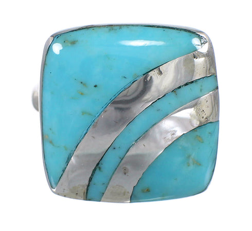 Southwest Turquoise Authentic Sterling Silver Ring Size 7-3/4 QX79335