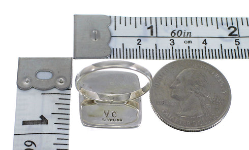 Southwest Turquoise Genuine Sterling Silver Ring Size 4-1/2 QX79339