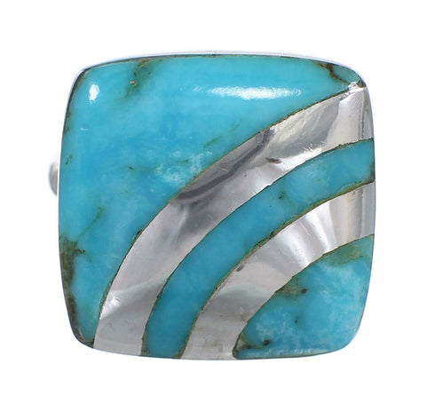 Turquoise Southwestern Sterling Silver Jewelry Ring Size 4-1/2 QX79352