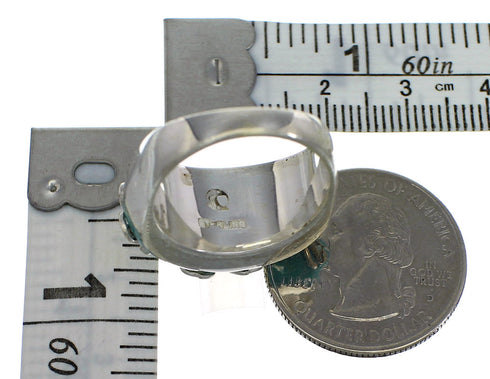 Southwest Turquoise Inlay Silver Ring Size 5-3/4 AX79630