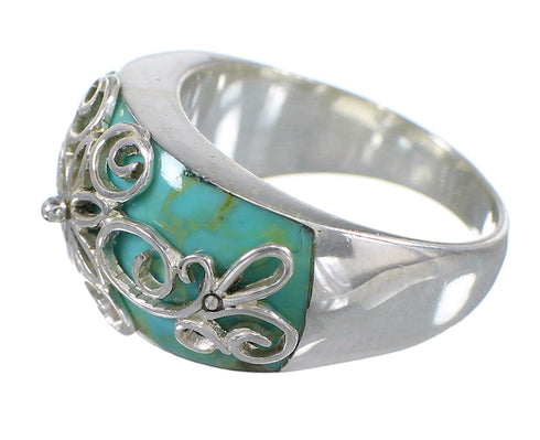 Turquoise Inlay Silver Ring Size 6-1/4 AX79640