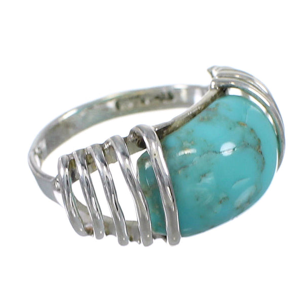Authentic Sterling Silver Southwest Turquoise Jewelry Ring Size 5 QX79393