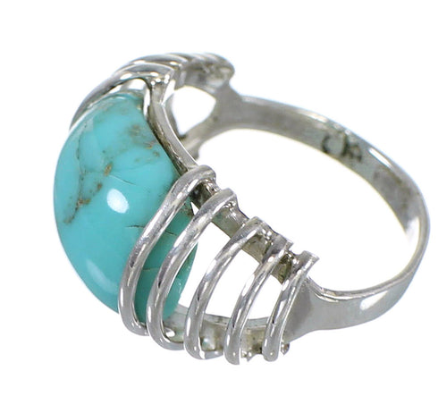 Authentic Sterling Silver Southwest Turquoise Jewelry Ring Size 5 QX79393