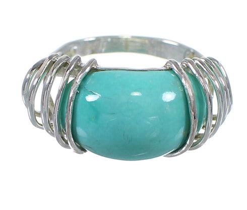 Silver Turquoise Southwestern Jewelry Ring Size 8-1/4 QX79451