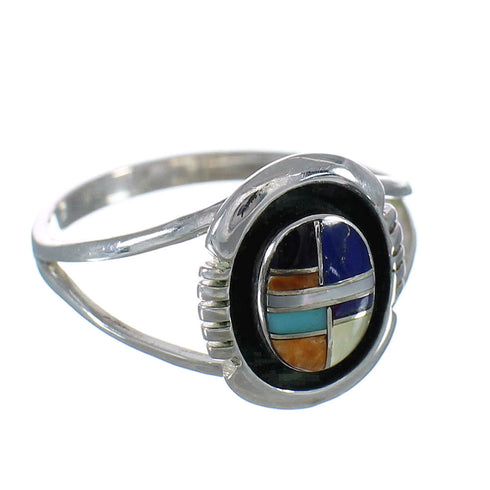 Multicolor Inlay Sterling Silver Jewelry Ring Size 4-3/4 MX60853