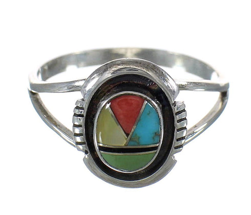 Multicolor Southwest Sterling Silver Ring Size 7-1/2 MX60872