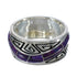 Southwest Genuine Sterling Silver Magenta Turquoise Inlay Water Wave Ring Size 6-3/4 QX74301