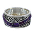 Southwestern Sterling Silver Magenta Turquoise Inlay Water Wave Ring Size 5-3/4 QX74294