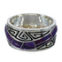 Magenta Turquoise Inlay Water Wave Southwest Sterling Silver Ring Size 7-3/4 QX74307
