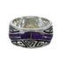 Southwestern Sterling Silver Magenta Turquoise Inlay Water Wave Ring Size 5-3/4 QX74294