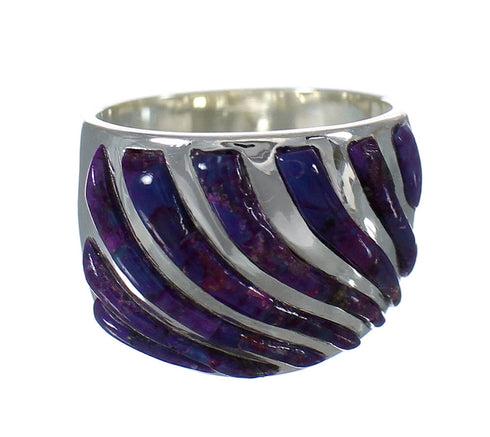 Magenta Turquoise Inlay Silver Southwestern Jewelry Ring Size 8 QX74457